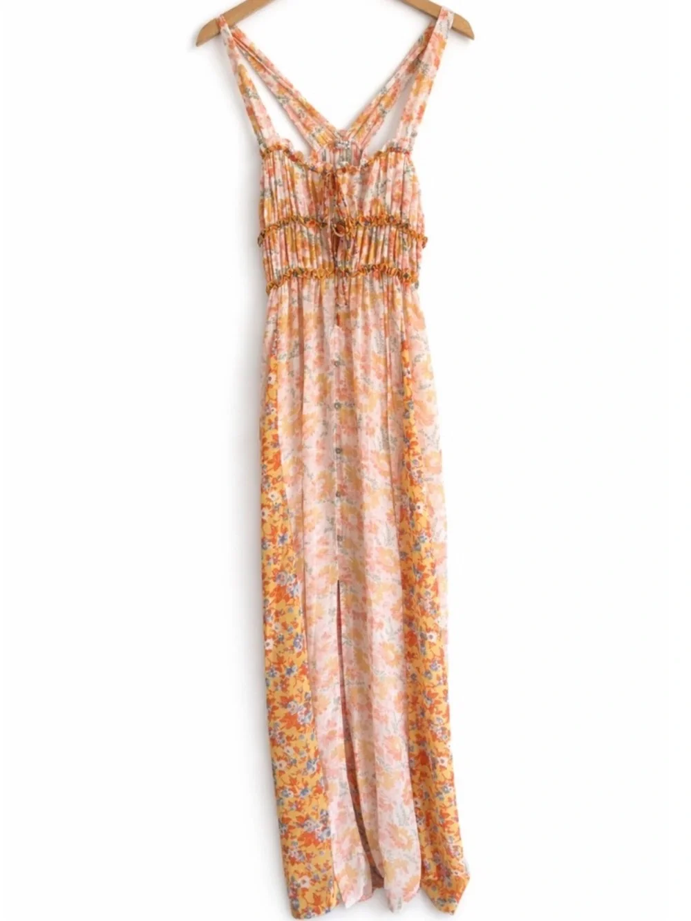 NWT Free People Dance With Me Floral Maxi Dress Smocked Boho Cottagecore S